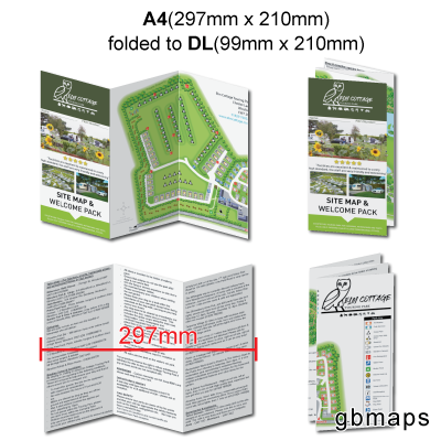 A4 folded to DL Map Flyers folded brochure caravan park maps
